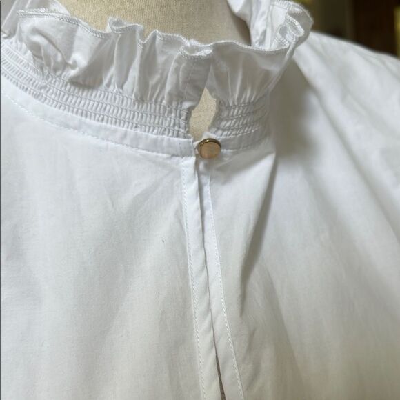 Bird & Knoll Bo Tiered Cotton Mini Dress in White Small - Picture 5 of 9